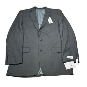 J.M. HAGGAR Premium Suit Jacket 44L 44 Dark‎ Gray Stretch Classic Fit NEW